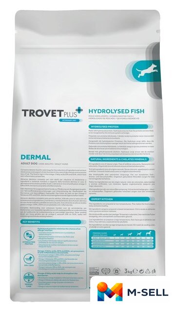Сухой корм для собак Trovet Plus Adult Dog Dermal Hydrolised Fresh Fish (10кг) - Изображение №2 — Мульти e-магазин M-SELL