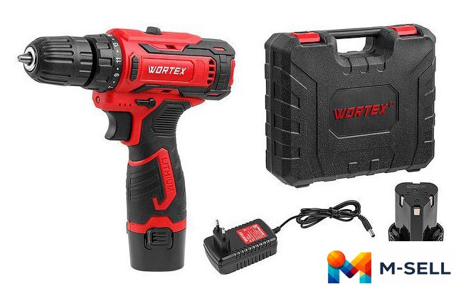 Дрель-шуруповерт Wortex BD 1220 Li 1329356 (с 2-мя АКБ, кейс) - Изображение №1 — Мульти e-магазин M-SELL
