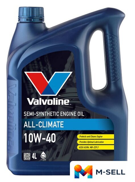 Моторное масло Valvoline All-Climate 10W-40 4л - Изображение №1 — Мульти e-магазин M-SELL
