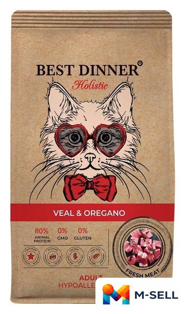 Сухой корм для кошек Best Dinner Adult Cat Holistic VEAL&OREGANO (10кг) - Изображение №1 — Мульти e-магазин M-SELL