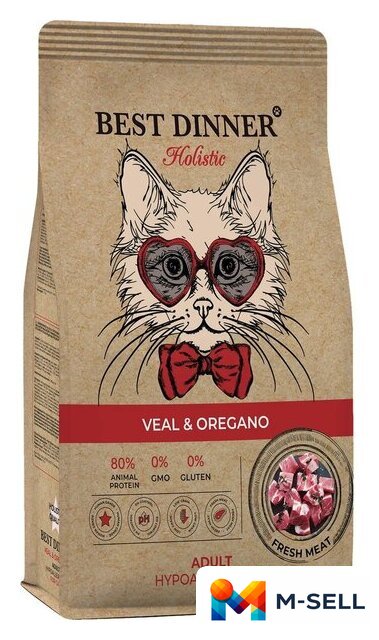 Сухой корм для кошек Best Dinner Adult Cat Holistic VEAL&OREGANO (10кг) - Изображение №2 — Мульти e-магазин M-SELL