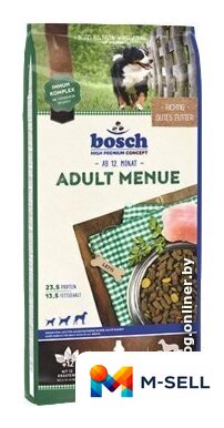 Сухой корм для собак Bosch Adult Menue 15 кг - Изображение №1 — Мульти e-магазин M-SELL