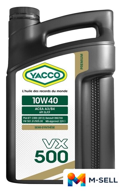 Моторное масло Yacco VX 500 10W-40 4л - Изображение №1 — Мульти e-магазин M-SELL