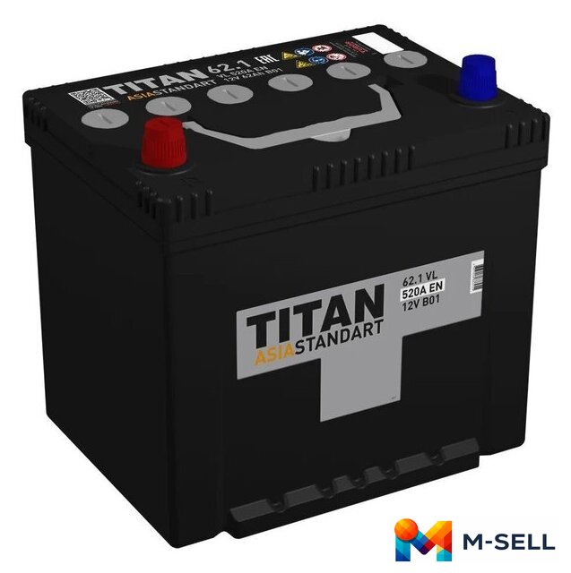 Автомобильный аккумулятор Titan Asia Standart L+ (62 А·ч) - Изображение №1 — Мульти e-магазин M-SELL