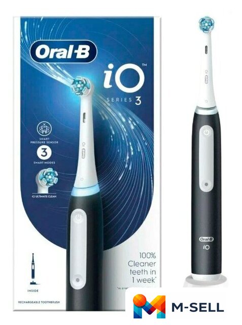 Электрическая зубная щетка Oral-B iO 3 iOG3.1A6.0 (черный) - Изображение №1 — Мульти e-магазин M-SELL