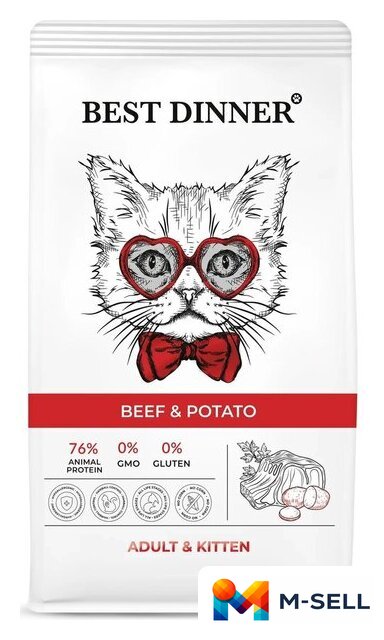 Сухой корм для кошек Best Dinner Adult & Kitten Beef & Potato (10кг) - Изображение №1 — Мульти e-магазин M-SELL