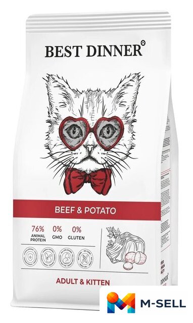 Сухой корм для кошек Best Dinner Adult & Kitten Beef & Potato (10кг) - Изображение №2 — Мульти e-магазин M-SELL