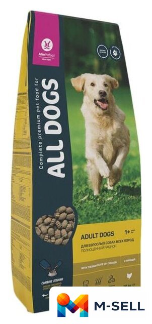 Сухой корм для собак All Dogs для взрослых собак с курицей 20 кг - Изображение №1 — Мульти e-магазин M-SELL