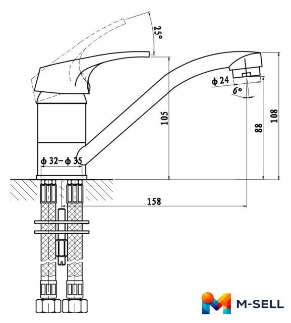 Смеситель Gross Aqua Base 3210258C-G0109 - Изображение №2 — Мульти e-магазин M-SELL