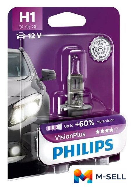 Галогенная лампа Philips H1 X-tremeVision Plus 1шт - Изображение №1 — Мульти e-магазин M-SELL