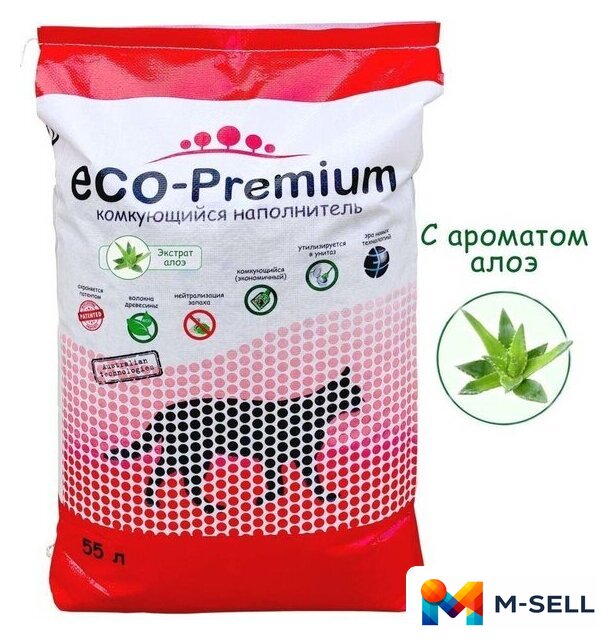 Наполнитель для туалета Eco-Premium с ароматом алоэ 55 л - Изображение №1 — Мульти e-магазин M-SELL
