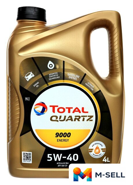 Моторное масло Total Quartz 9000 Energy 5W-40 4л - Изображение №1 — Мульти e-магазин M-SELL