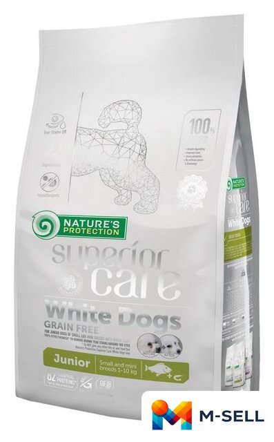 Сухой корм для собак Nature's Protection Superior Care GF White Dogs Junior Small & Mini Breeds (для щенков малых пород с белой шерстью) 10 кг - Изображение №1 — Мульти e-магазин M-SELL