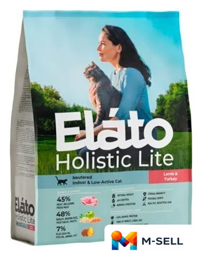 Сухой корм для кошек Elato Holistic Lite Для стерилизованных кошек с ягненком и индейкой (7кг) - Изображение №1 — Мульти e-магазин M-SELL