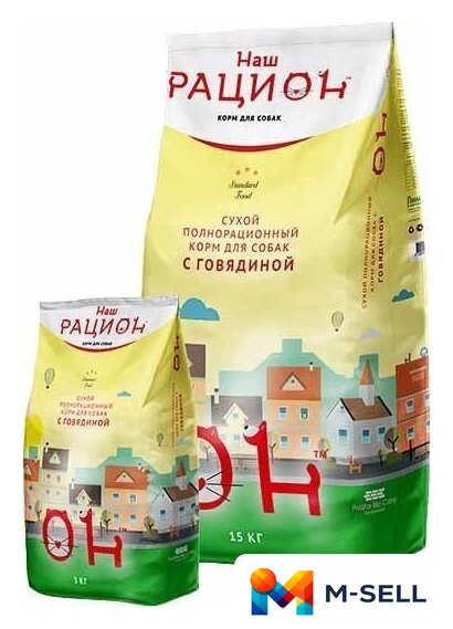 Сухой корм для собак Наш рацион с говядиной 15 кг - Изображение №1 — Мульти e-магазин M-SELL