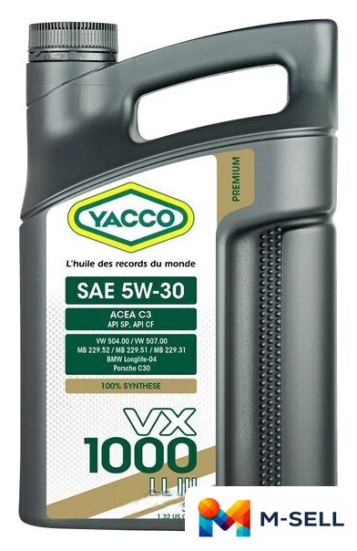 Моторное масло Yacco VX 1000 LE 5W-30 5л - Изображение №1 — Мульти e-магазин M-SELL