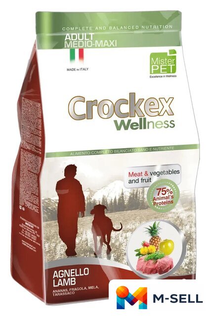 Сухой корм для собак Crockex Wellness Medio-Maxi Adult Lamb & Rice 12 кг - Изображение №1 — Мульти e-магазин M-SELL