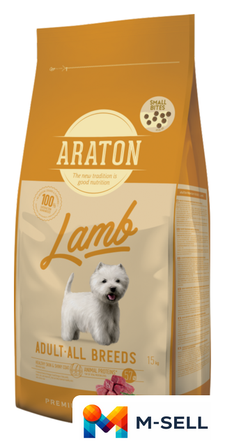 Сухой корм для собак Araton Adult Lamb Small Bites (с ягненком, мелкие гранулы) 15 кг - Изображение №1 — Мульти e-магазин M-SELL