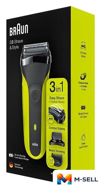 Электробритва Braun Series 3 Shave&Style 300BT (зеленый) - Изображение №8 — Мульти e-магазин M-SELL