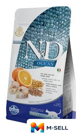 Сухой корм для кошек Farmina N&D Low Grain Ocean Codfish & Orange 5 кг - Изображение №1 — Мульти e-магазин M-SELL