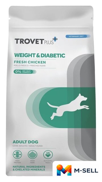 Сухой корм для собак Trovet Plus Adult Dog Weight & Diabetic Fresh Chicken (10кг) - Изображение №1 — Мульти e-магазин M-SELL