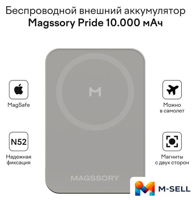 Внешний аккумулятор Magssory Pride Magnetic Power Bank 10000mAh PBN021 - Изображение №8 — Мульти e-магазин M-SELL