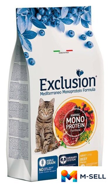 Сухой корм для кошек Exclusion Monoprotein Beef (с говядиной) 12 кг - Изображение №1 — Мульти e-магазин M-SELL