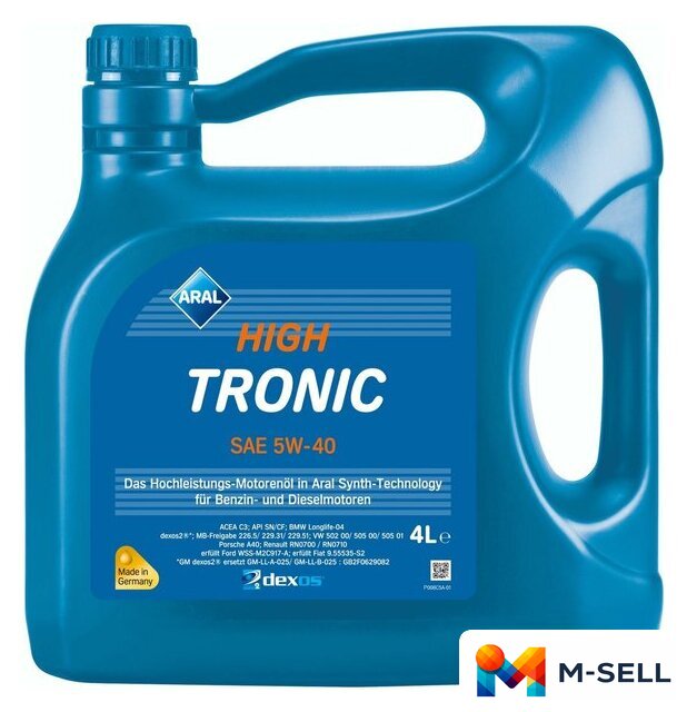 Моторное масло Aral High Tronic SAE 5W-40 4л - Изображение №2 — Мульти e-магазин M-SELL