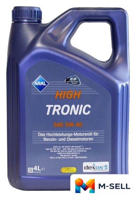 Моторное масло Aral High Tronic SAE 5W-40 4л - Изображение №1 — Мульти e-магазин M-SELL