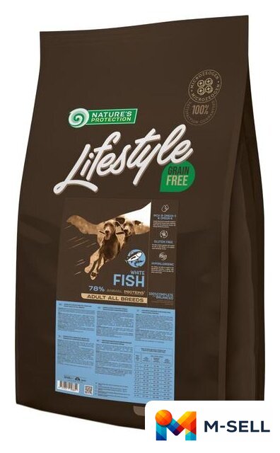Сухой корм для собак Nature's Protection Lifestyle Grain Free Adult White Fish 10 кг - Изображение №1 — Мульти e-магазин M-SELL