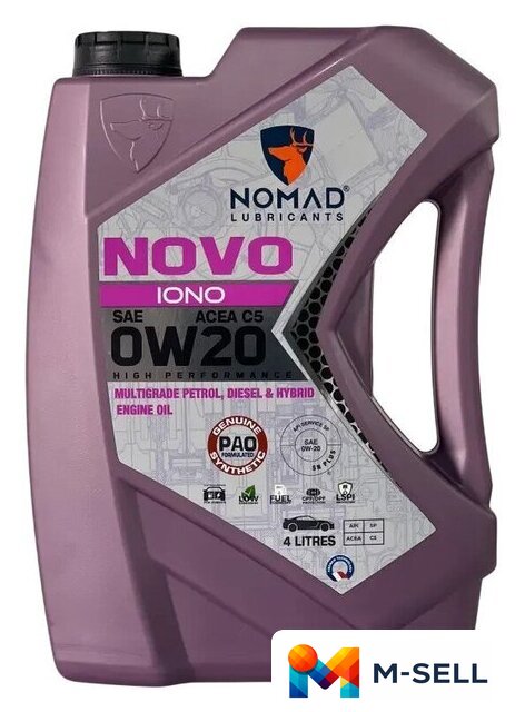 Моторное масло Nomad Novo iono 0W-20 4л - Изображение №1 — Мульти e-магазин M-SELL