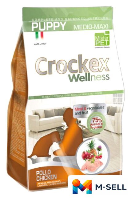 Сухой корм для собак Crockex Wellness Medio-Maxi Puppy Chicken & Rice 12 кг - Изображение №1 — Мульти e-магазин M-SELL