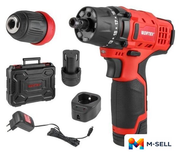 Дрель-шуруповерт Wortex LX BD 1215 Li Set 1326470 (с 2-мя АКБ, кейс) - Изображение №1 — Мульти e-магазин M-SELL