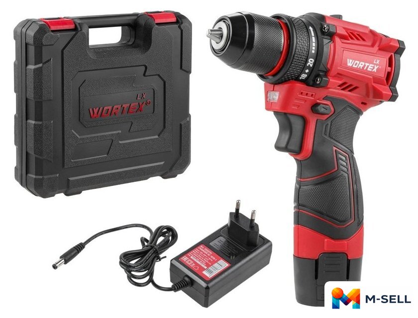 Дрель-шуруповерт Wortex LX BD 1215-1 Li 1333698 (с 1-им АКБ, кейс) - Изображение №1 — Мульти e-магазин M-SELL