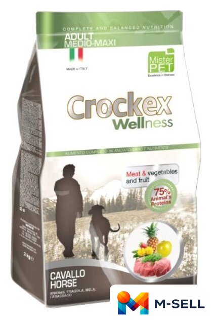 Сухой корм для собак Crockex Wellness Medio-Maxi Adult Horse & Rice 12 кг - Изображение №1 — Мульти e-магазин M-SELL