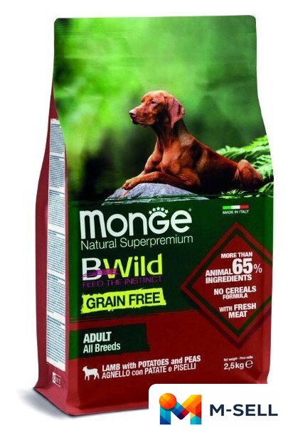 Сухой корм для собак Monge BWild Grain Free Lamb (2.5 кг) - Изображение №1 — Мульти e-магазин M-SELL