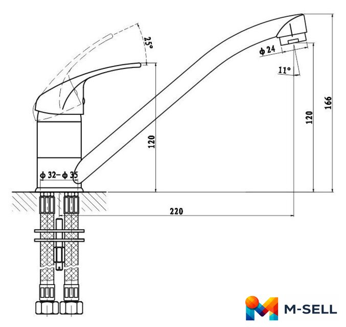 Смеситель Gross Aqua Mini 3210213C-G0110 - Изображение №2 — Мульти e-магазин M-SELL