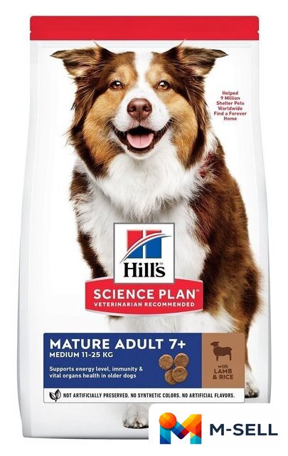 Сухой корм для собак Hill's Science Plan Medium Mature Adult 7+ Lamb & Rice для поддержания активности и здоровья ЖКТ, с ягненком и рисом 2.5 кг - Изображение №1 — Мульти e-магазин M-SELL