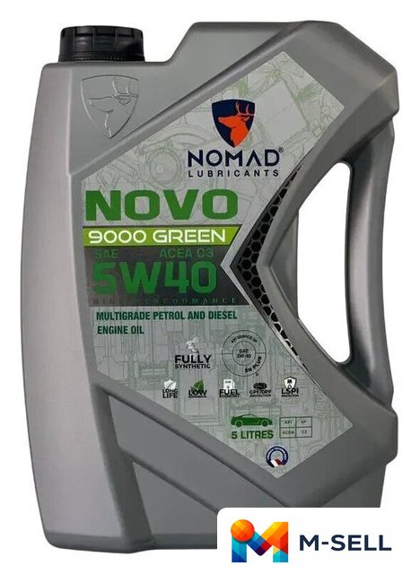 Моторное масло Nomad Novo 9000 Green 5W-40 ACEA C2/C3 5л - Изображение №1 — Мульти e-магазин M-SELL