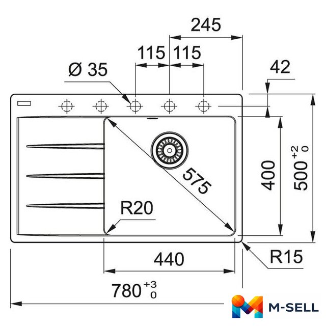 Кухонная мойка Franke Centro CNG 611/211-78 TL Fragranite 114.0639.725 (белый) - Изображение №2 — Мульти e-магазин M-SELL