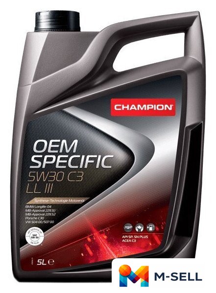 Моторное масло Champion OEM Specific 5W-30 C3 LL III 5л - Изображение №1 — Мульти e-магазин M-SELL
