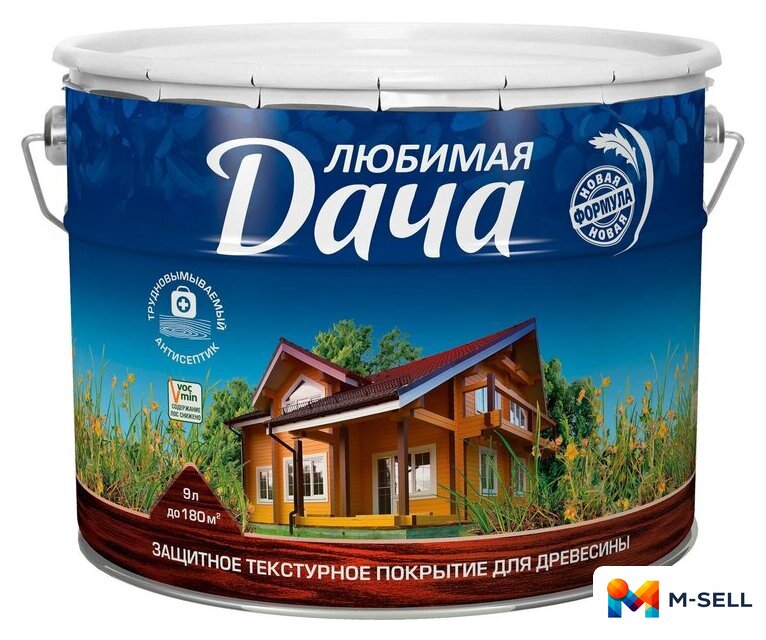 Лак Любимая Дача Защитно-декоративное покрытие для древесины (сосна, 9 л) - Изображение №1 — Мульти e-магазин M-SELL