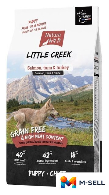 Сухой корм для собак Natura Wild Dog Little Creek для щенков с лососем, тунцом и индейкой 795004 12 кг - Изображение №1 — Мульти e-магазин M-SELL
