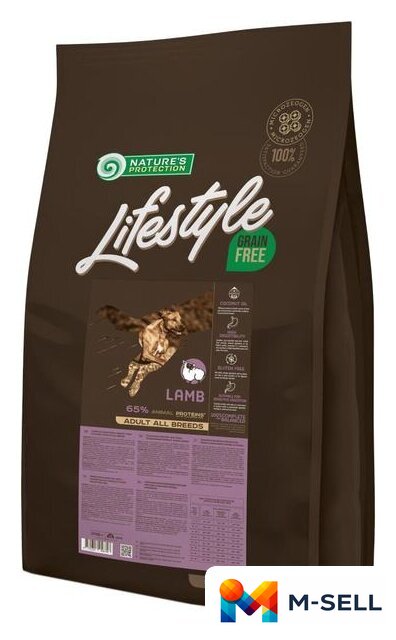 Сухой корм для собак Nature's Protection Lifestyle Grain Free Adult Lamb 10 кг - Изображение №1 — Мульти e-магазин M-SELL