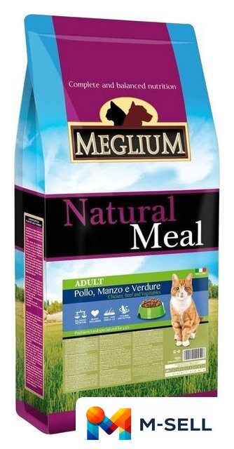Сухой корм для кошек Meglium Cat Beef & Chicken & Vegetables 10кг - Изображение №1 — Мульти e-магазин M-SELL