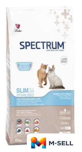 Сухой корм для кошек Spectrum Slim 34 c курицей 12 кг - Изображение №1 — Мульти e-магазин M-SELL