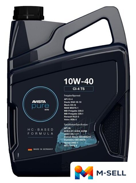 Моторное масло Avista pure EVO CI-4 TS 10W-40 5л - Изображение №1 — Мульти e-магазин M-SELL