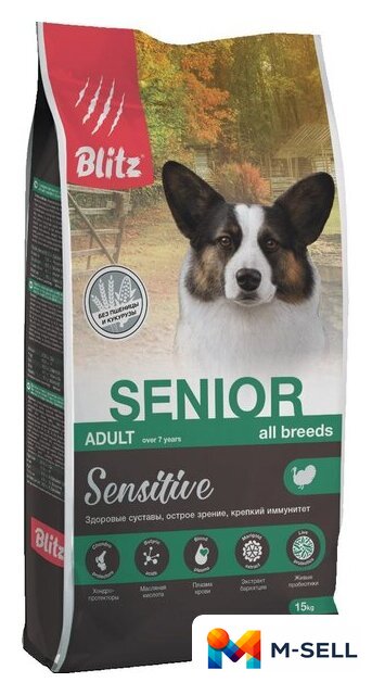 Сухой корм для собак Blitz Adult Senior 15 кг - Изображение №1 — Мульти e-магазин M-SELL