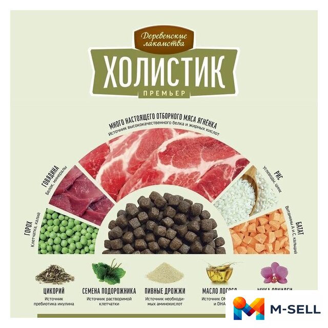 Сухой корм для собак Деревенские лакомства Холистик Премьер для мини-пород. Ягненок с рисом 7 кг - Изображение №7 — Мульти e-магазин M-SELL