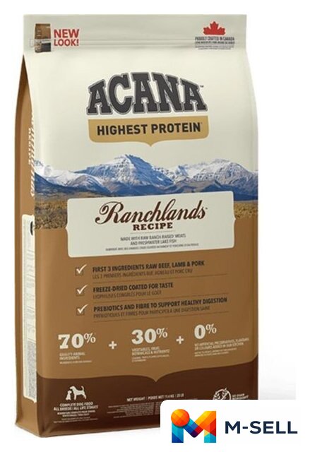 Сухой корм для собак Acana Ranchlands (говядина, ягненок, свинина) 2 кг - Изображение №1 — Мульти e-магазин M-SELL